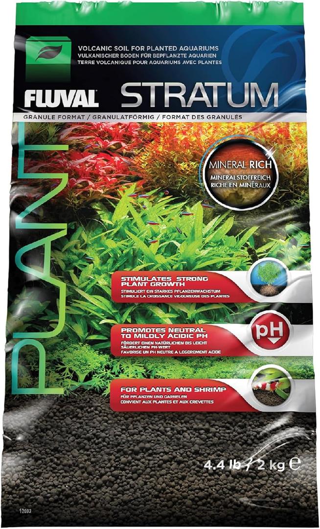 Fluval 12693 Plant and Shrimp Stratum for Freshwater Fish Tanks, 4.4 lbs.  Aquarium Substrate for Strong Plant Growth, Supports Neutral to Slightly Acidic pH