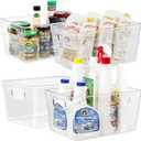 ZEXALOR 4pcs Clear Storage Bins Clear Storage Containers for Kitchen Pantry Organization, Organizing Bins with Built in Handles, Cabinet Organizers