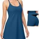 Heathyoga Womens Athletic Dress Easy Peasy Tennis Dress with Shorts Underneath Workout Active Golf Dresses for Women Indigo M