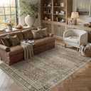 Schweek Brown 5x7 Area Rug for Living Room Washable Vintage Neutral Distressed Area Rugs Non Slip Low Pile Stain Resistant Indoor Carpet Floral Throw Rug Soft for Bedroom Dining Room Kitchen Office