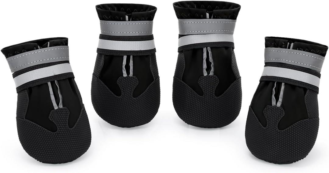 Winter Dog Boots - Non-Slip Dog Shoes for Snow/Summer Hot Pavement, Reflective Dog Booties & Paw Protectors for Medium/Large Dogs
