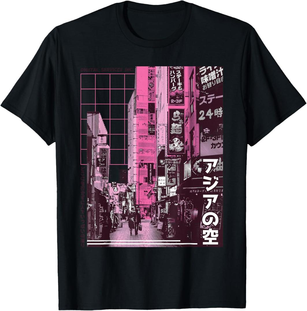 Tokyo Japanese 90's Streetwear Aesthetic Graphic T-Shirt (Black, XXL)