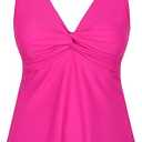 coastal rose Women's Underwire Tankini Top Twist Front V Neck Push Up Swimsuit Top Flowy Bathing Suit Tops Only XL