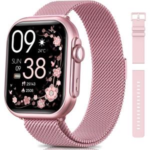Smart Watches for Women for iPhone Android: 1.85"Smartwatch with Make/Answer Call Sleep Heart Rate SpO2 Blood Pressure Monitor IP68 Waterproof 120+Sport Mode Fitness Tracker 1000mAh Battery 2 Bands