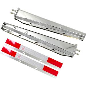 Stainless Steel Straight Spring Loaded Mud Flap Hangers Brackets Mudflap Holders Mounts Set 1-1/8" Bolt Spacing 30" Length with Aluminum Reflective Tapes fit for Semi Trucks, 2 pcs