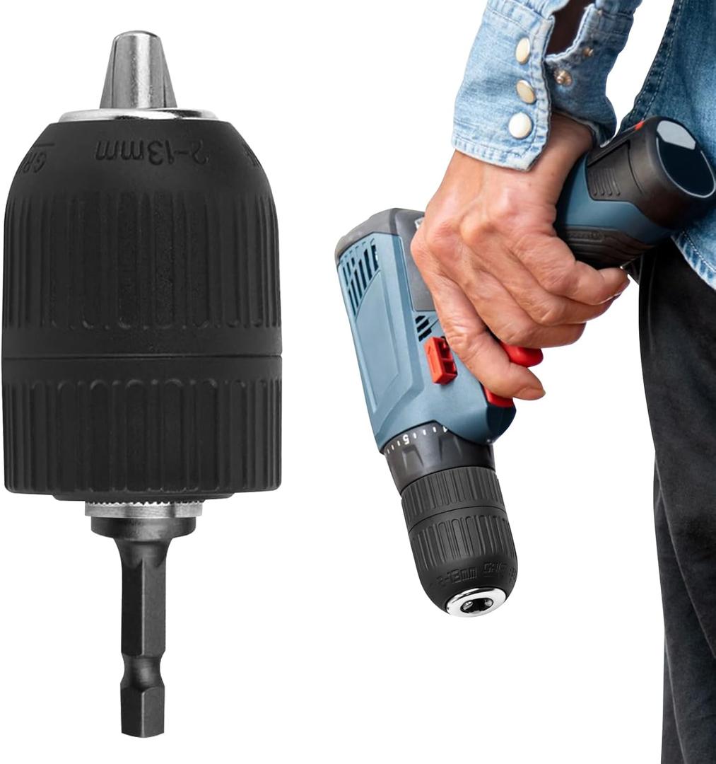 Drill Chuck Adapter,Chuck Conversion Adapter with Hex Shank,1/4 Hex Shank Drill Chuck Adapter,Drill Chuck Set for Drill Bit,Sanding Drum,Polishing Wheel,Wire Brush,Cut-Off Wheel