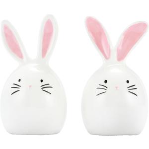 Bico Dreamy Rabbit Ceramic Hand Painted Salt & Pepper Shaker Set, Easter Decoration Table Top, Dishwasher Safe