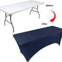 BDDC 6ft Stretch Spandex Fitted Table Cloth for 6 Foot Tables, 72"x30" 6Pack