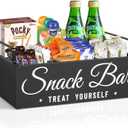 Unistyle Wood Pantry Storage Bins with Handles, Snack Organizer for Countertop, 4 Compartment Food Container Snack Box, Black