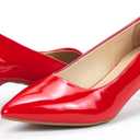 DREAM PAIRS Women's Pumps Kitten Heel Pointed Toe Shoes for Women Comfortable Office Work Dress Shoes, Red, Size 7,5