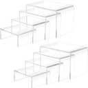 Cerpourt 8Pcs Acrylic Display Risers(6",5",4" 3") Clear Product Stand,Cupcakes Holder Dessert Display Transparent Showcase Stands, Candy Bar Risers, Acrylic Lifts Display for Figures