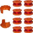 A ANLEOLIFE 10 Pack WA0010 Weed Eater Line Spool for Worx String Trimmers, 10ft 0.065" Auto-Feed Replacement Spools(8 Spools + 2 Cap)