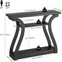 Wooden Console Table with Curved Legs and Shelf, 3-Tier Modern Accent Narrow Sofa Table for Entrance Area, Living Room, Hallway, 47 in Wide Wood Console Table for Entryway (Black)