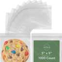 Square Snack Bags  5" x 5" (1000 Count), 2 Mil  Clear Plastic Reclosable Baggies with Resealable Lock Seal Zipper  Zip Bags, Plastic Resealable, Snack Size, Treat Bags