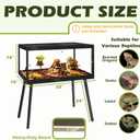 PROLEE Bearded Dragon Tank with Leg Stand 34 Gallons, Wooden Lizard Tank,Reptile Tank with Metal Mesh Roof Door, Acrylic Panel Snake Tank with Lock Design (Black, 32"x16"x16")
