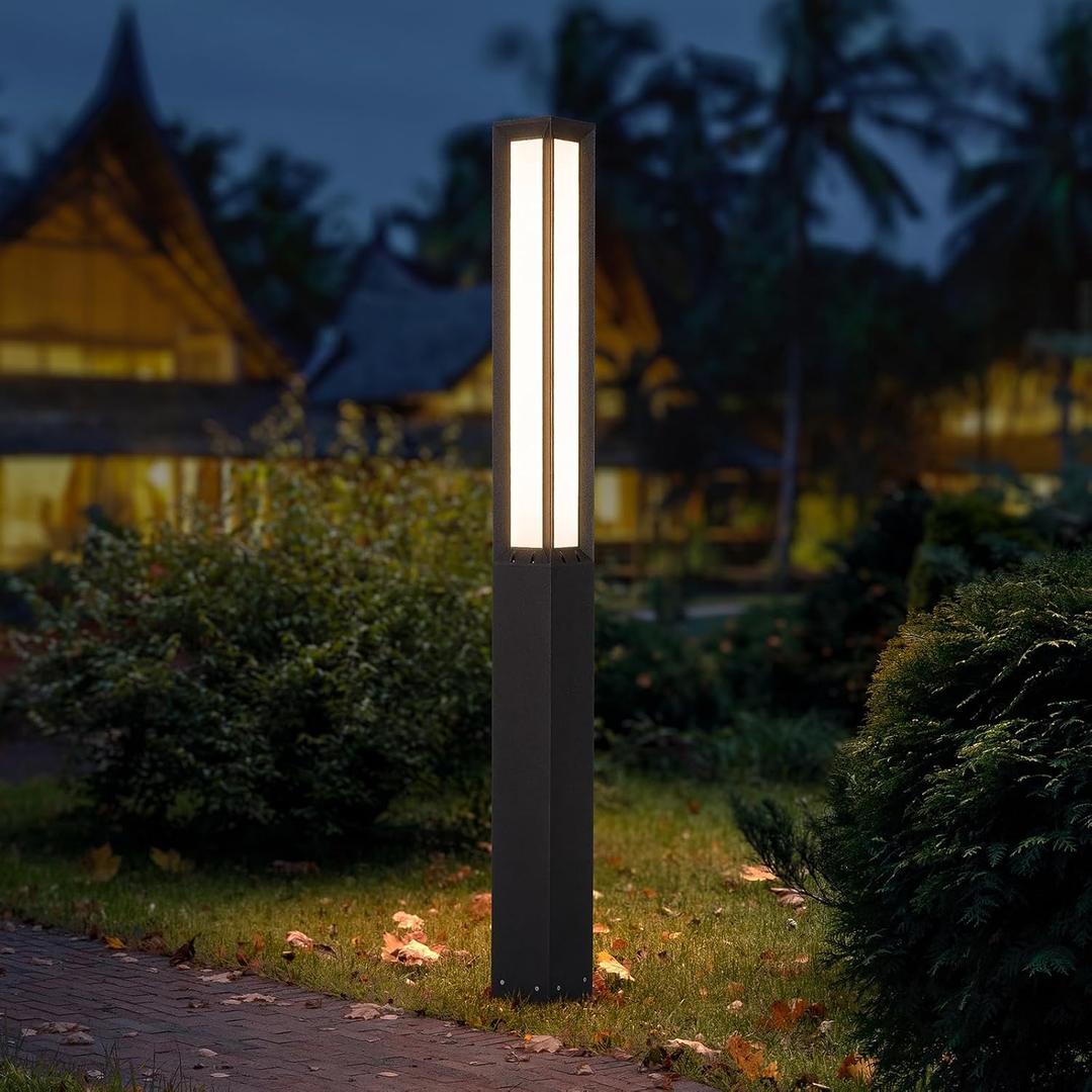 Outdoor Pathway Lights, 71 Inches Tall Bollard Light, 3000K Landscape Path Lighting, Large Mordern Led Bollards, IP65 Waterproof Pole Sidewalk Lights Wired for Driveway Walkway Garden Yard, 71" Tall AC100-240V