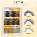 QUEWEL Lash Clusters Kit Multi-type Mixed Eyelash Clusters 176Pcs with Lash Bond and Seal, Cluster Lashes Tweezers, DIY Lash Extensions Kit can Create Kinds of Effects for personal(QU23+QU24+QU25 Kit)