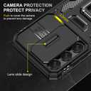for Samsung Galaxy S25 Case with 1 Screen Protector,Built-in Slide Camera Cover+Kickstand Ring for S25 Phone Case Shockproof Anti-Scratch Military-Grade Drop Heavy Duty Protection Black