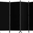 Room Divider 6-Panel Privacy Screen, Portable Screen Steel Frame with Hook&Loop for Home, Office, Classroom, Studio, Meeting (Black)