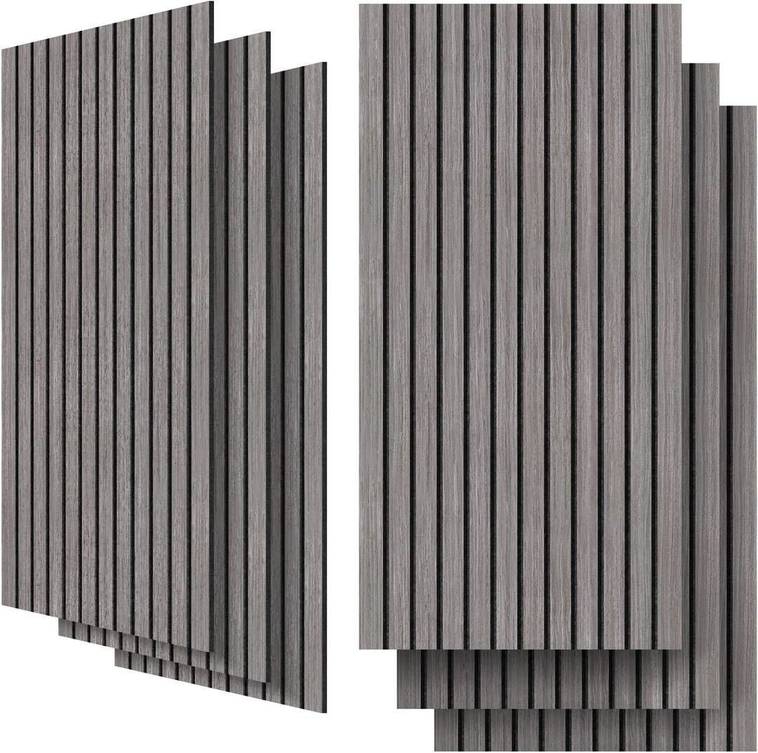6 Pack Acoustic Panels, 47.2" x 23.6" Sound Proof Panels, Grey | UMIACOUSTICS, 0.4" Thick, Polyester Fiber Core with Wood Veneer, Easy to Cut and Install