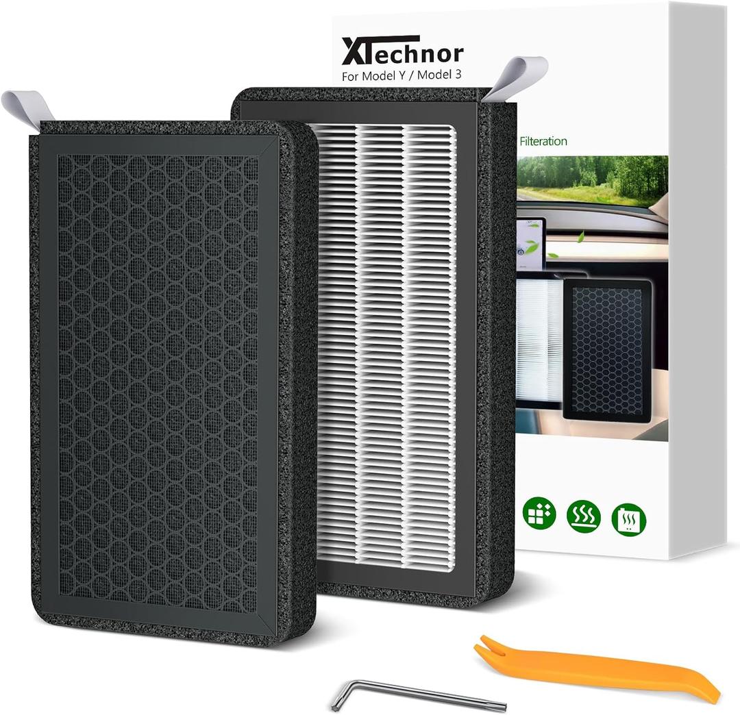 HEPA Air Filter for Model Y Model 3 2016-2026, 2 Pack Cabin Air Filter with Activated Carbon for 2024/2025/2026 Juniper Highland Upgraded Version