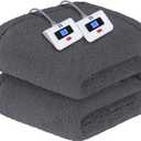 SEALY Electric Blanket King Size, Dual Control Soft Sherpa Heated Blanket with 10 Heating Levels & 1 to 12 Hours Auto-Off Settings Over-Heated Protection 90"x100" Machine Washable, Dark Grey