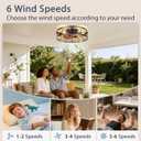 VOLISUN Farmhouse Caged Ceiling Fans with Lights Flush Mount, 19.7'' Rustic Low Profile Ceiling Fan with Light and Remote, Bladeless Fandelier Ceiling Fans with Lights for Kitchen, Bedroom-Gold