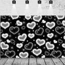 8x6ft Black Heart Backdrop 90s Backdrops for Photoshoot Valentines Decor Banner Birthday Props X-14