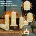 Nimiko Flickering Flameless LED Candles,Battery Operated Candles 9 Pcs with Embedded Star String,Acrylic LED Pillar Candles with Remote,Suitable for Home Decoration to Create an Atmosphere (Ivory)