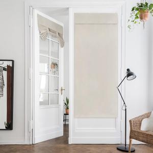 HOMEIDEAS Cream Blackout French Door Curtain, Privacy Door Curtains for Window, Blinds for Glass Window, Thermal Insulated Tie Up Shades, 30 X 68 Inch, 1 Panel, Light Beige