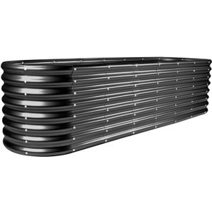 Land Guard 8×2×2ft Galvanized Raised Garden Bed Kit, Raised Garden Boxes Outdoor, Oval Metal Raised Garden Beds for Vegetables, Gray