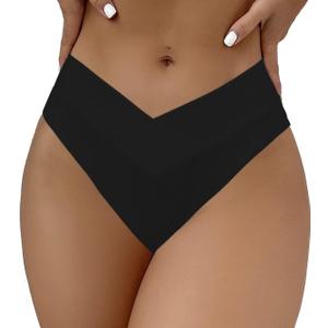 SherryDC Women's V Cut High Waisted Bikini Bottom High Leg Cut Swimsuit Bathing Suit Bottoms (XX-Large, Black)
