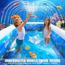 2026 Inflatable Pool with Sprinkler,Durable Blow up Pool with Big Backrest, Rectangle Kid Pool Backyard,Children Swimming Pool,Small Inflatable Kiddie Pool,Outdoor Water Pool for Kid714125IN