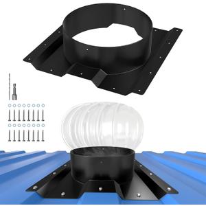 12 Inch Roof Whirlybird Turbine Vent Adapter, Shipping Container Corrugated Roof Vent Adapter, Designed for Conex Container, Fit 12" Round Chimney Cap, Solar Vent (Not Included), Black, 1 Pack