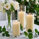 Homjoy 6 PCS Ivory White Pillar Candles with Glass Candle Holders Clear Hurricane Candle Holders Glass Cylinder Vases for Centerpieces Wedding Party, Event, Home Office 