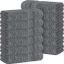 White Classic Luxury Cotton Washcloths 13x13 Inch - 650 GSM Turkish Cotton | Hotel, Spa, Bathroom Face Towel | 12 Pack, Dark Gray