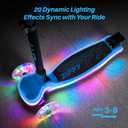 JOVA ZIFFY Light-Up Toddler Scooters for Kids 3-8, 3 Wheel Kids Scooter for Boy Girl 110lbs, 20 Dynamic LED Lights, 4 Adjustable Height Ride-on Kick Scooter, Lean-to-Steer Anti-Slip Wide Deck