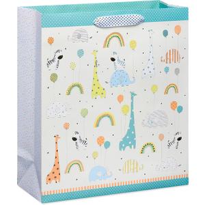 Papyrus 18" Jumbo Gift Bag - Designed by House of Turnowsky (Zoo Animals with Balloons) for Baby Showers, Baby Sprinkles, New Baby, Baptisms, Christenings and All Baby Occasions (1 Bag)