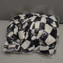 LOMAO Throw Blankets Flannel Blanket with Checkerboard Grid Pattern Soft Throw Blanket for Couch, Bed, Sofa Luxurious Warm and Cozy for All Seasons (Black, 50"x60")