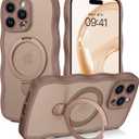 VENINGO for iPhone 15 Pro Case, Magnetic Slim Wave Translucent Matte Mag-Safe Invisible Ring Stand Shockproof Phone Cover Mag-Safe for iPhone 15 Pro 6.1", Desert Brown