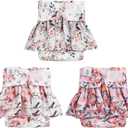 CuteBone Female Dog Diapers with Skirts Pack of 3 Reusable Puppy Dresses Pants for Heat Cycle Period QBD18S
