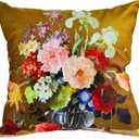 European Vintage Floral Still Life Throw Pillow Cover, 18x18 Inch Double-Sided Printed Decorative Cushion Case for Living Room Bedroom Sofa Chair Car Home Decor (3070 Brown)