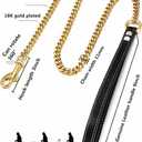3FT/4FT/5FT Strong Gold Dog Chain Leash, 11/15mm Wide Stainless Steel Cuban Link Chain, Easy Hook,with Genuine Leather Handle, Short Leash, Long Leash, for Large/Medium/Small Dogs (11mm,3FT) (Length:3FT(36inch))