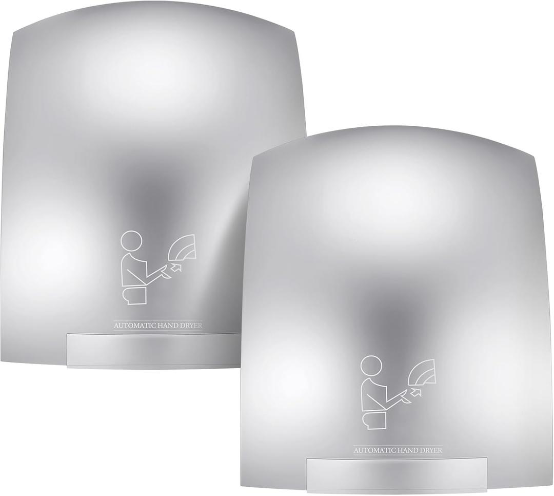 2 Pcs Electric Hand Dryer Commercial Compact Air Wiper Automatic Hand Air Dryer for Dry Machine Wall Business Home Household Restroom Office Mall, 110v,1200W (Silver)