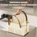 Portable Shower Caddy,Foldable Shower Caddy with Handle and Adjustable Divider,Plastic Shower Storage Basket,Quick Dry Bathroom Shower Organizer Bin for College,Dorm Room,Travel Essentials(Cream)