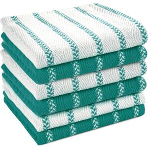 LANE LINEN Premium Cotton Kitchen Dish Towels - 6 Pack Soft Absorbent Dish Cloths, Multi Purpose Cleaning Cloths, 12"x12", Reusable Kitchen Rags - Sage Green