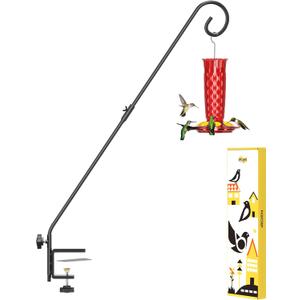 iBorn Deck Hook for Bird Feeder, Hummingbird Feeder Hanger for Deck Railing, Heavy Duty Deck Hanger for Outdoors Hanging, 360 Rotatable Arm, Solid Wire, 28 Inch, Pack of 1