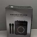 Karaoke Machine for Adults, Portable Bluetooth Speaker with 2 Wireless Microphones and Lights Show, Karaoke Speaker with Bass & Treble, Supports for TWS,USB,FM,REC,AUX in,TF Card for Party/Meeting (Black)