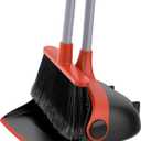 MR.SIGA Broom and Dustpan Set with Long Handle, Stand Upright Broom with Dustpan Combo for Floor Cleaning, Lightweight Sweeping Set for Indoor and Outdoor Use, 51.7"(131 cm) Long Handle, Black & Red