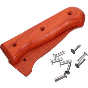 1 Set of Chef Cutter Handle Wooden Knife Handle Replacement Kitchen Cutter Hand Grips with Nuts Rivets for Home Restaurant Kitchen Knives Accessories Brown Knife Handle Material (11.4X3.4X2CM)